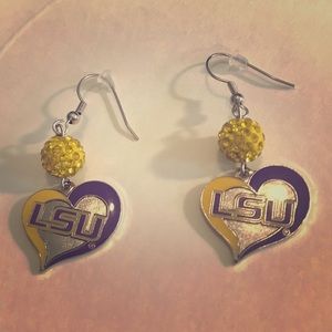 LSU homemade earrings sterling silver